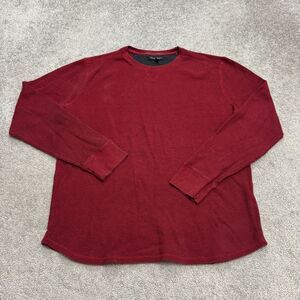 Banana Republic Thermal Waffle Knit Pullover Sweater Men XL Red Crew Neck Cotton